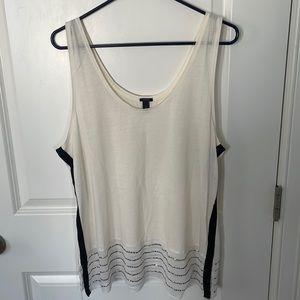 J. Crew Embellished Silk Hem Ivory Tank Top
